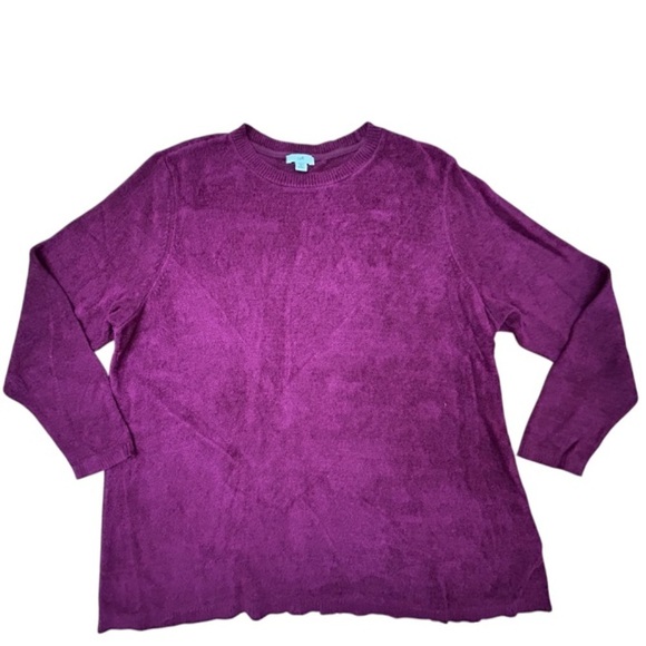 J. Jill Pullover Crew Neck Chenille Soft Cozy Maroon Red Sweater Size 2X - Picture 1 of 9